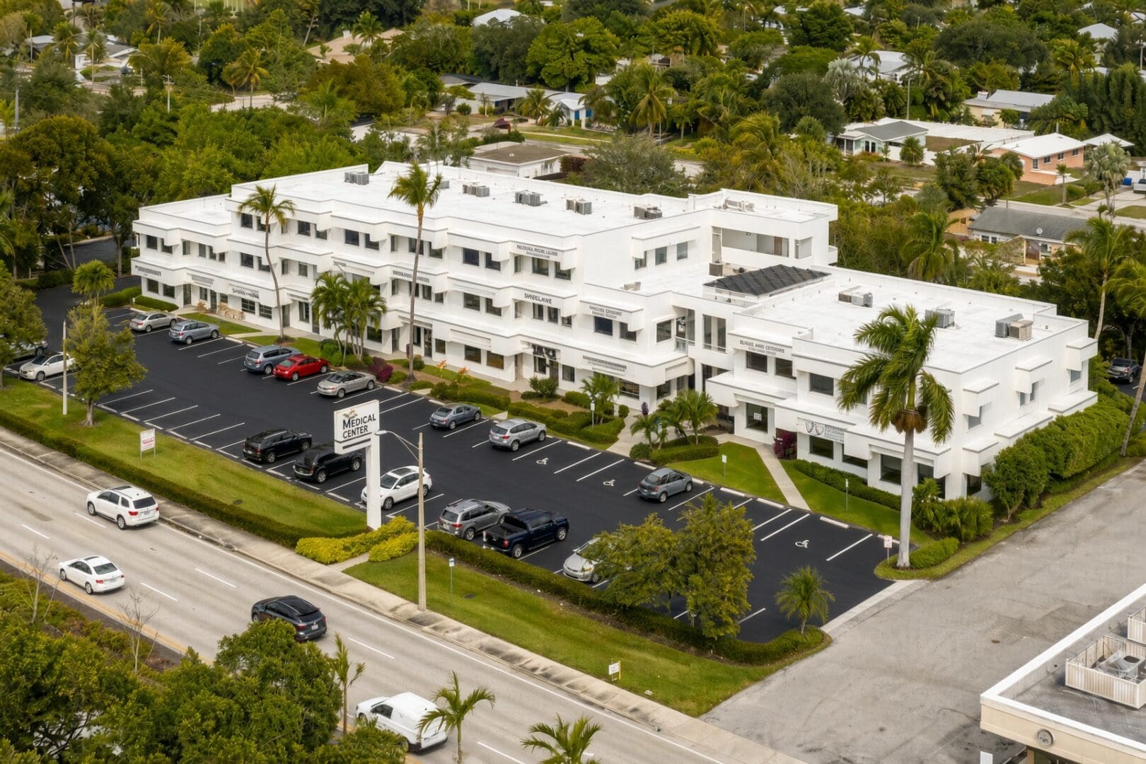 Aerial view of North Trail Building, 1250 Tamiami Trail N, Naples, FL